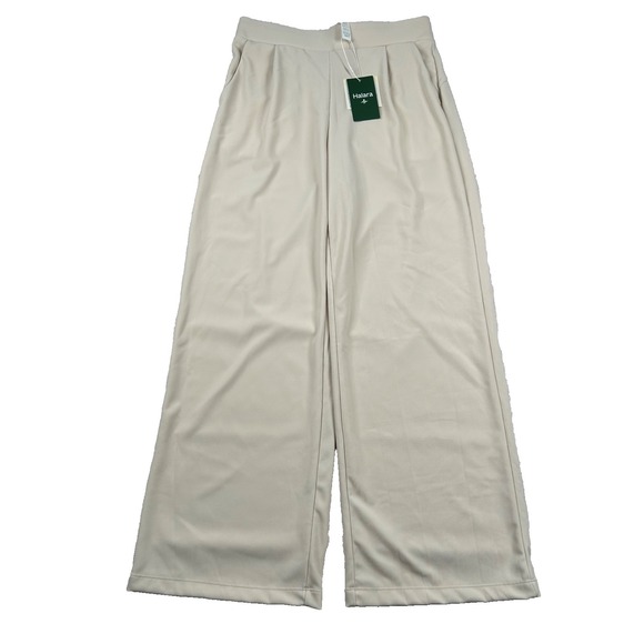 HALARA Pants - Halara Pants Womens M Reg Flex MicroWaffle Wide Leg Beacy Stretch Bone Textured